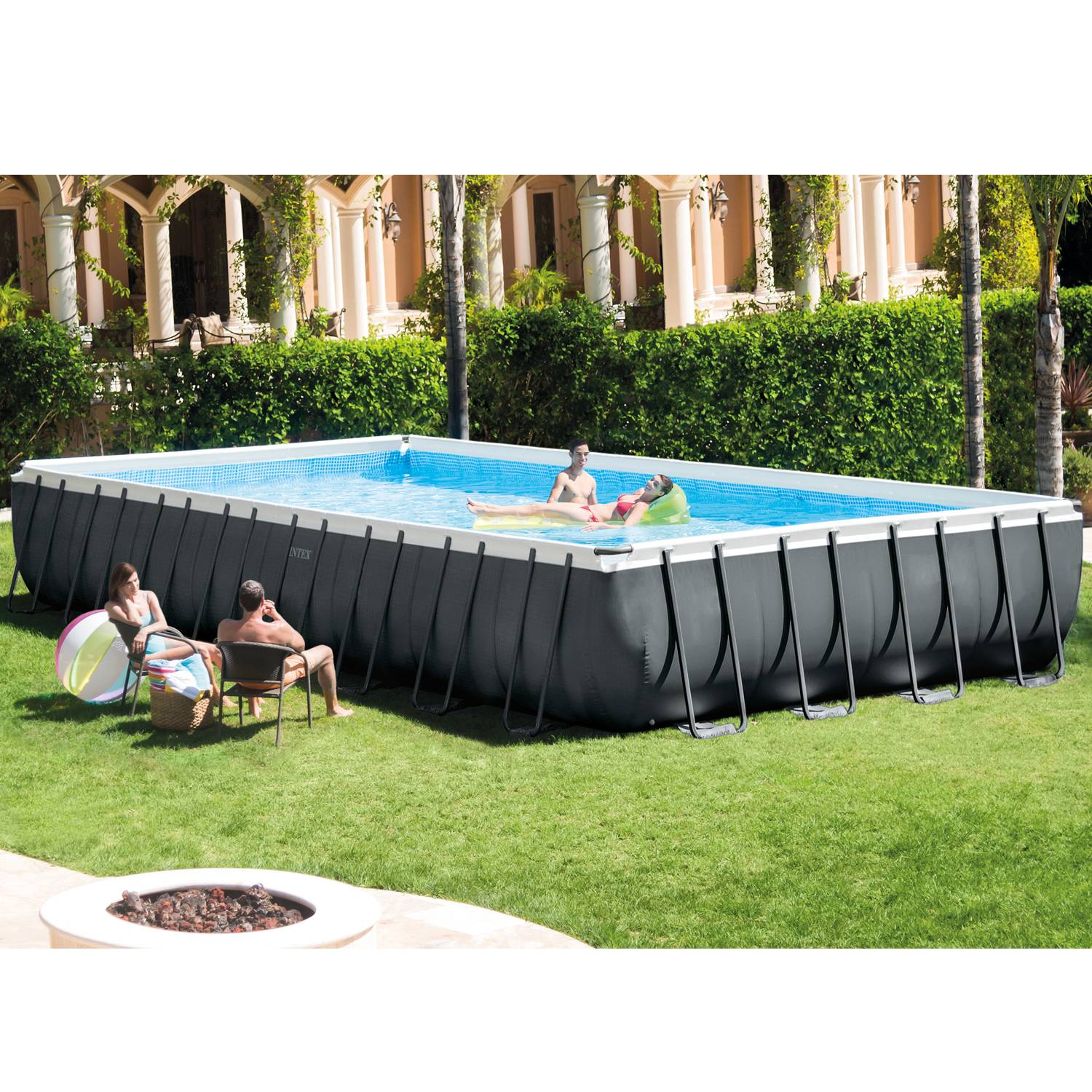 INTEX 26378NP - Framepool-Set Steinbach Ultra Quadra XTR (975x488x132cm) + aufblasbare Schwimmtiere