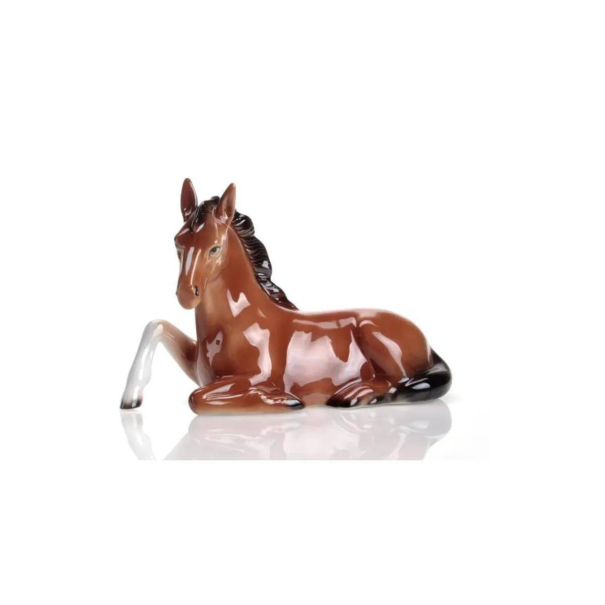 1270/40 - Porzellanfigur Pferd, 14 cm, braun lackiert
