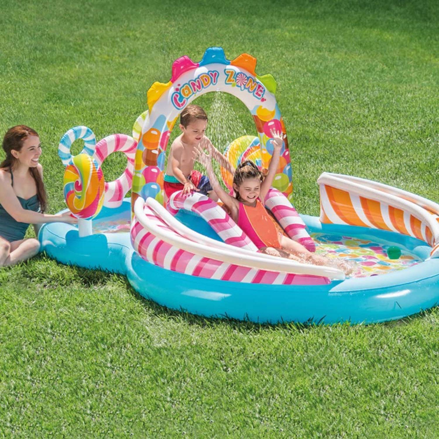 INTEX 57149NP - Planschbecken - Candy Zone (295x191x130cm) + Wasserpflege & Reparaturflicken