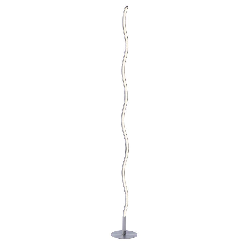 Stehlampe LED Stehleuchte Wohnzimmerlampe Designleuchte Schlafzimmerlampe, Wellen Design, Stahl silber, 10W 750lm warmweiß, DxH 14x120 cm