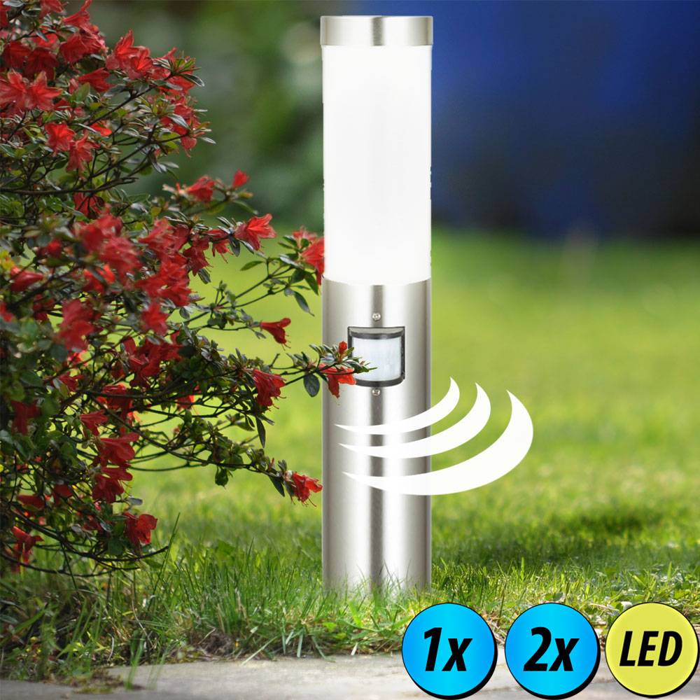 1-2x RGB LED Außen Lampen Bewegungsmelder Edelstahl Steh Leuchten Fernbedienung dimmbar Garten