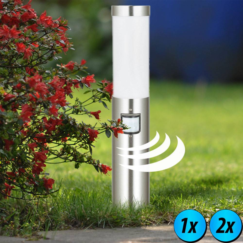 1-2x RGB LED Außen Lampen Bewegungsmelder Edelstahl Steh Leuchten Fernbedienung dimmbar Garten