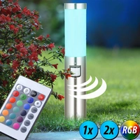 1-2x RGB LED Außen Lampen Bewegungsmelder Edelstahl Steh Leuchten Fernbedienung dimmbar Garten 1-2x RGB LED Außen Lampen Bewegungsmelder Edelstahl Steh Leuchten Fernbedienung dimmbar Garten