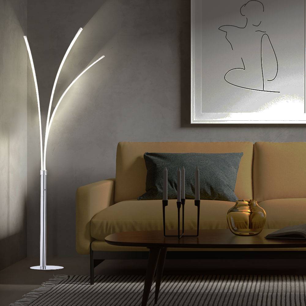 LED Decken Fluter Steh Leuchte Chrom Wohn Zimmer Stand Strahler Lampe LeuchtenDirekt