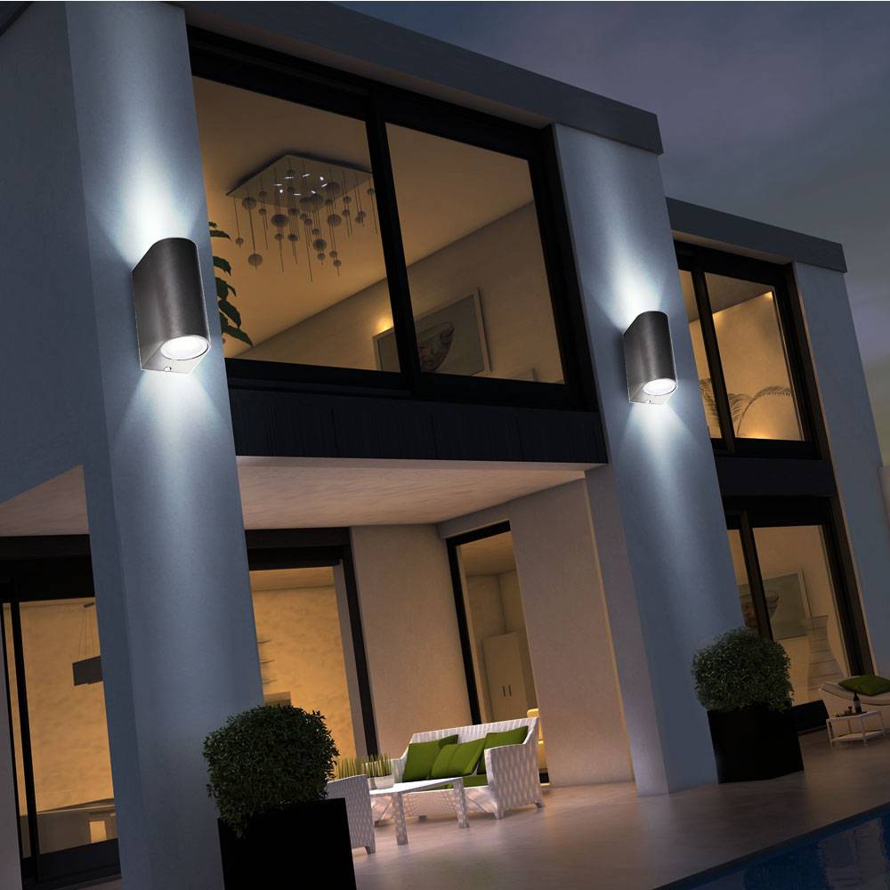 Wand Spot Strahler Lampe Leuchte Beleuchtung Sensor UP DOWN ALU Edelstahl Variante