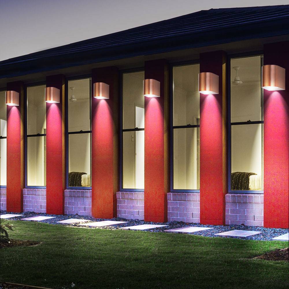 Außen Lampe Down Strahler Fassaden Beleuchtung Alu Garten Spots Haus Wand Leuchten kupferfärbig