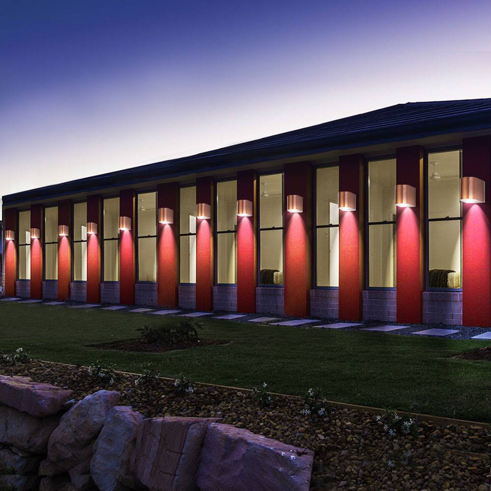 Außen Lampe Down Strahler Fassaden Beleuchtung Alu Garten Spots Haus Wand Leuchten kupferfärbig