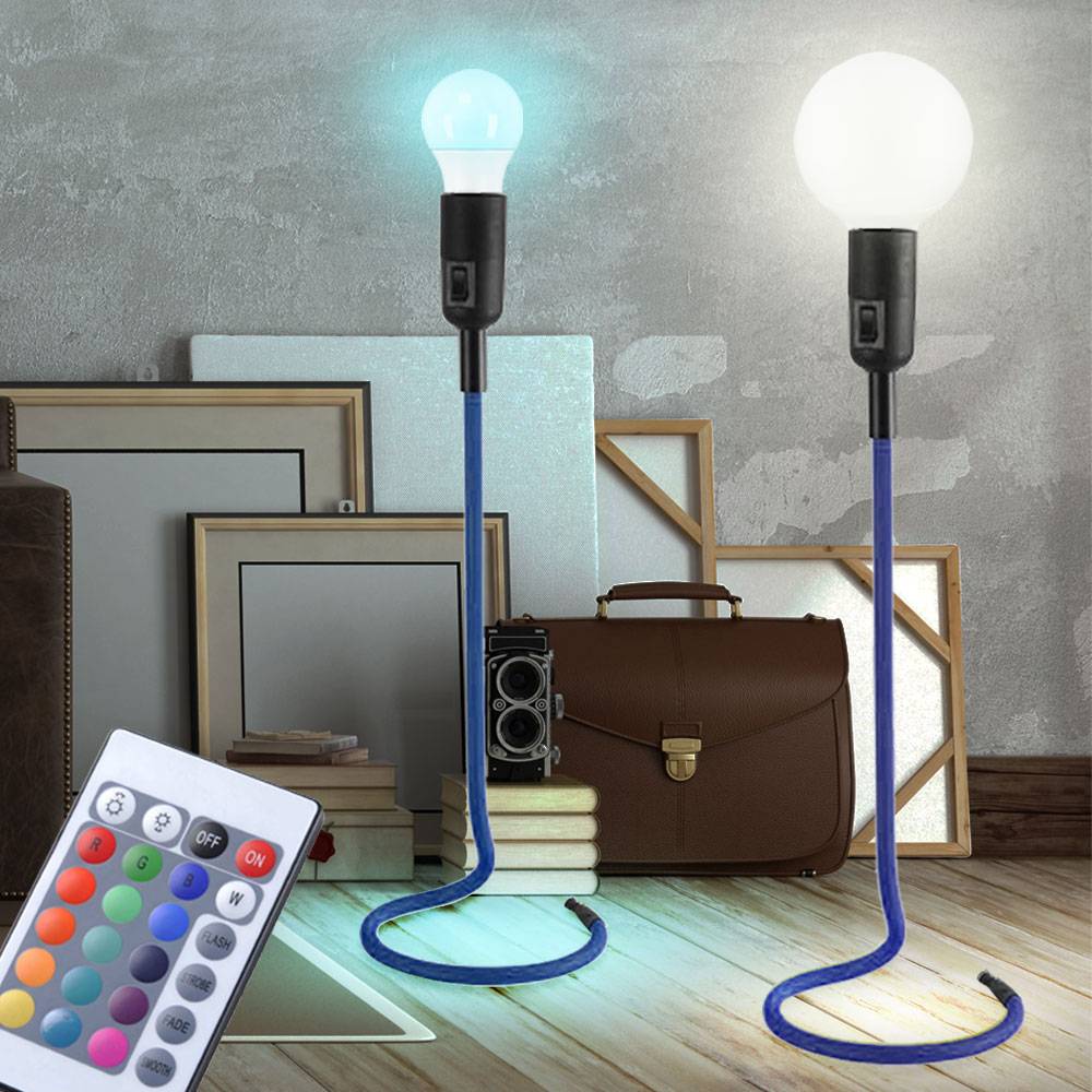 LED Tisch Lampen Wohn Zimmer RGB Fernbedienung Retro Design Leuchten Textil Lese Strahler dimmbar