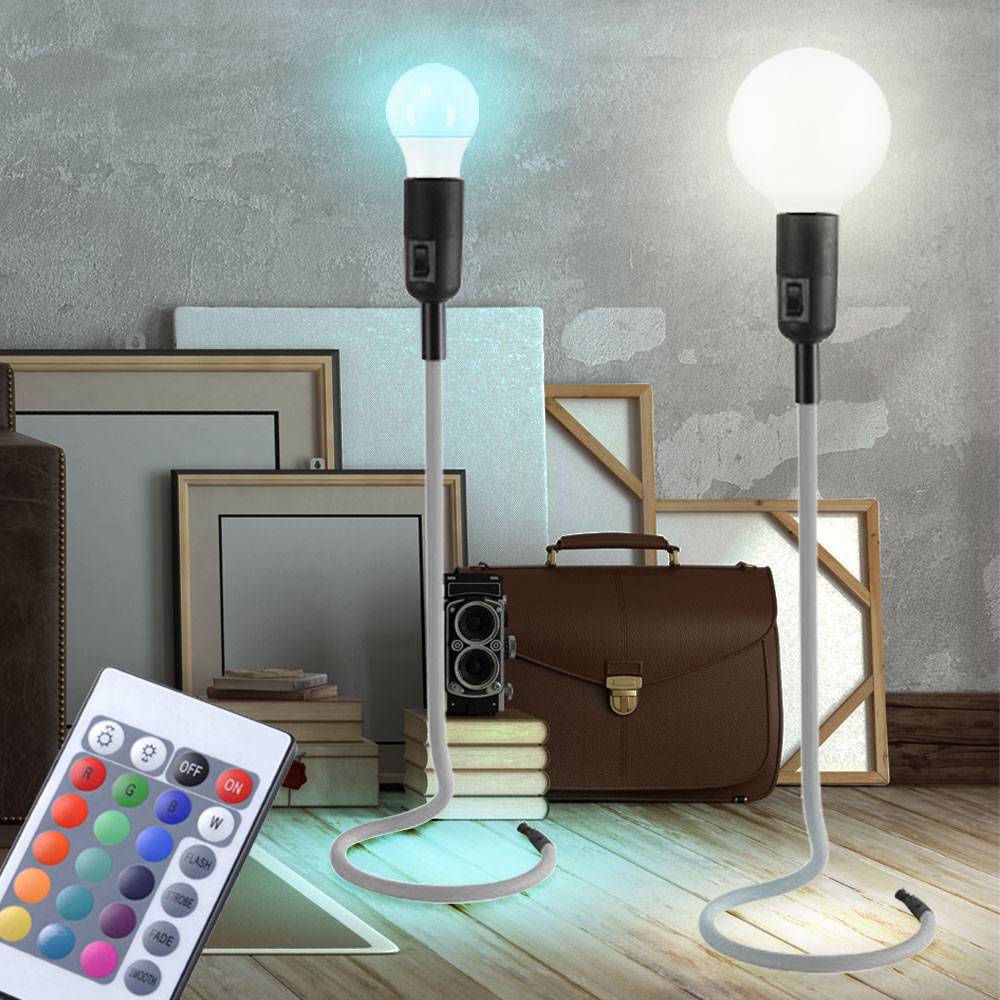 LED Tisch Lampen Wohn Zimmer RGB Fernbedienung Retro Design Leuchten Textil Lese Strahler dimmbar