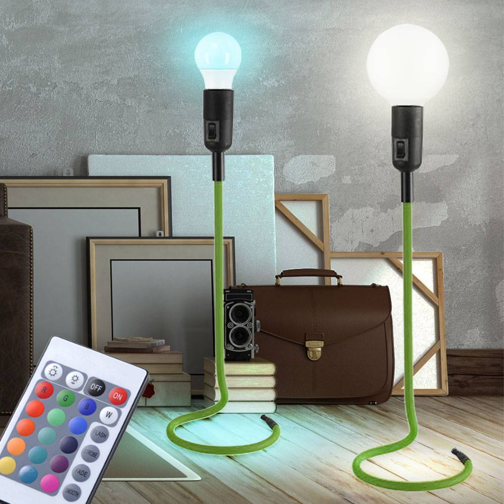 LED Tisch Lampen Wohn Zimmer RGB Fernbedienung Retro Design Leuchten Textil Lese Strahler dimmbar
