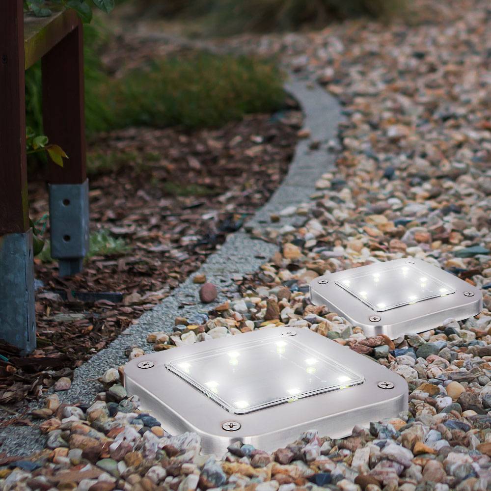 Solarlampe Garten Deko Solarlampen für Außen Wegelampe Bodenleuchte Gartenleuchten Solar mit Erdspieß, Kunststoff Edelstahl, LED kaltweiß, LxBxH