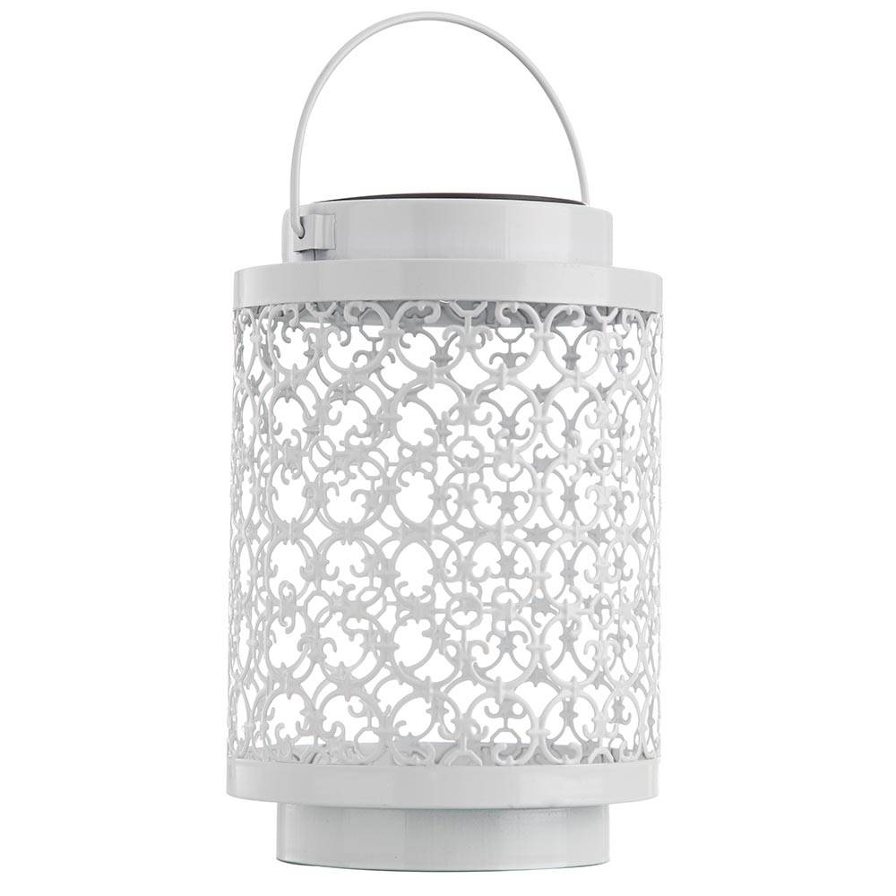 Solarlampen für Außen Gartendeko Laterne orientalische Lampe Solar Laternen für draußen Metall weiß, orientalisch, LED, DxH 13x18 cm