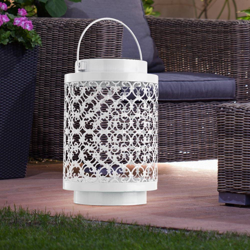 Solarlampen für Außen Gartendeko Laterne orientalische Lampe Solar Laternen für draußen Metall weiß, orientalisch, LED, DxH 13x18 cm