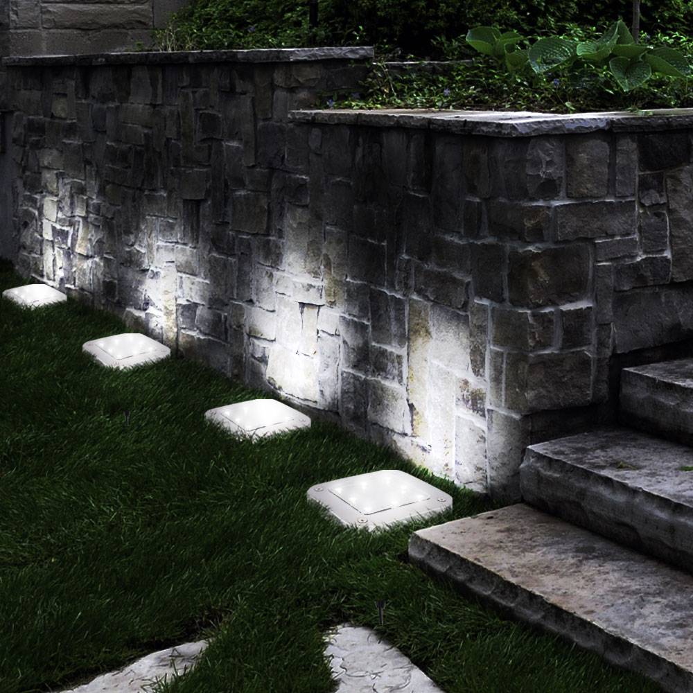 Solarlampe Garten Deko Solarlampen für Außen Wegelampe Bodenleuchte Gartenleuchten Solar mit Erdspieß, Kunststoff Edelstahl, LED kaltweiß, LxBxH