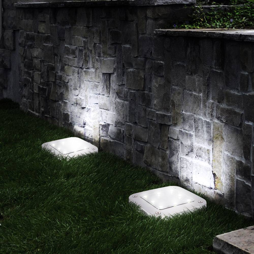 Solarlampe Garten Deko Solarlampen für Außen Wegelampe Bodenleuchte Gartenleuchten Solar mit Erdspieß, Kunststoff Edelstahl, LED kaltweiß, LxBxH