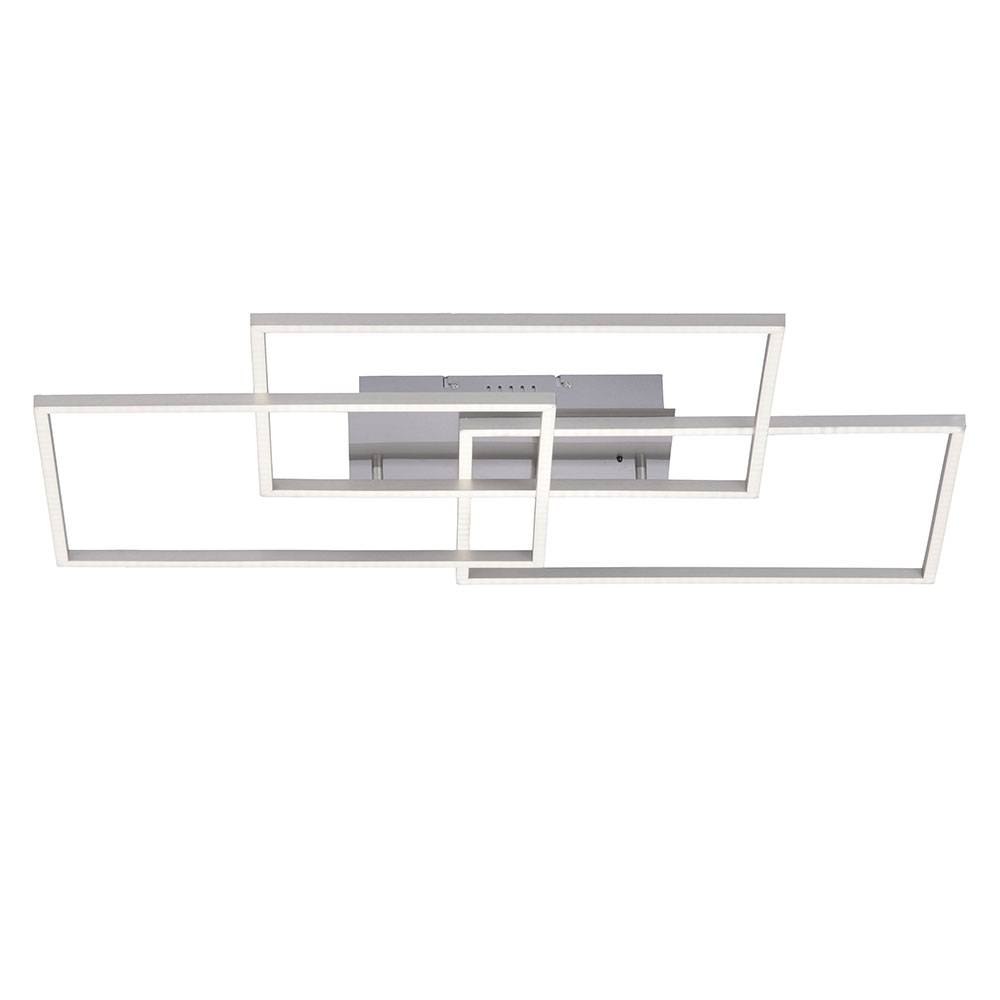 LED Deckenleuchte dimmbar Tageslichtleuchte Fernbedienung Deckenlampe Dimmer, CCT, stahlfarben, 39W 2500Lm 2700-5000K, LxBxH 82x50x7,8 cm