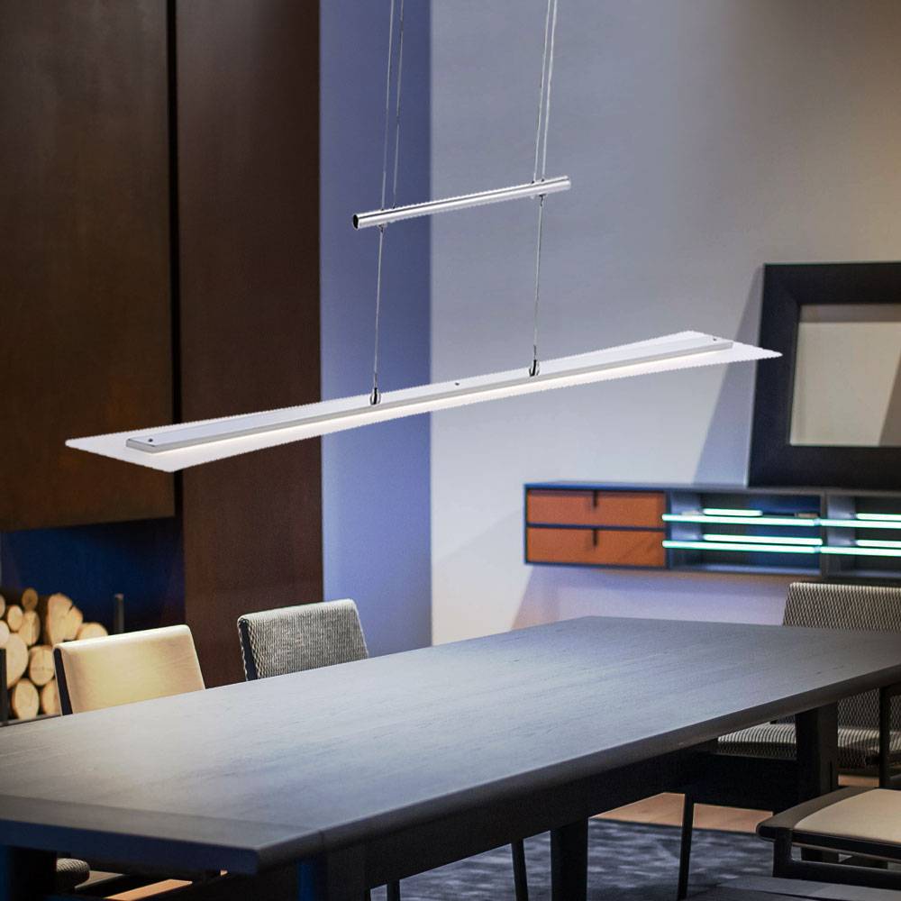 23 Watt LED Pendel Leuchte Gästezimmer Chrom Lampe verstellbar 1-flg