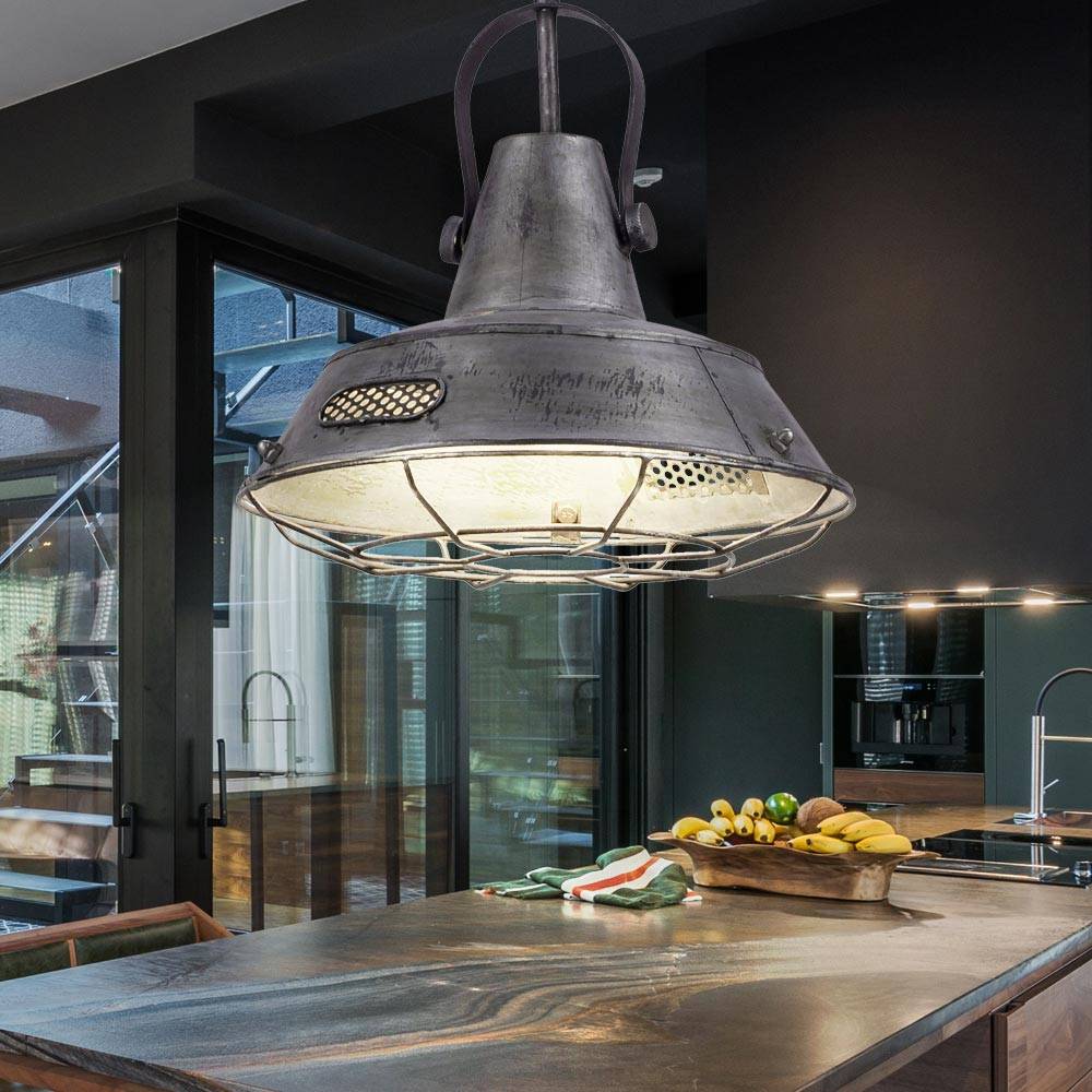 Pendel Leuchte Industrie Eisen Gitter Decken Lampe Wohn Zimmer Beleuchtung LeuchtenDirekt