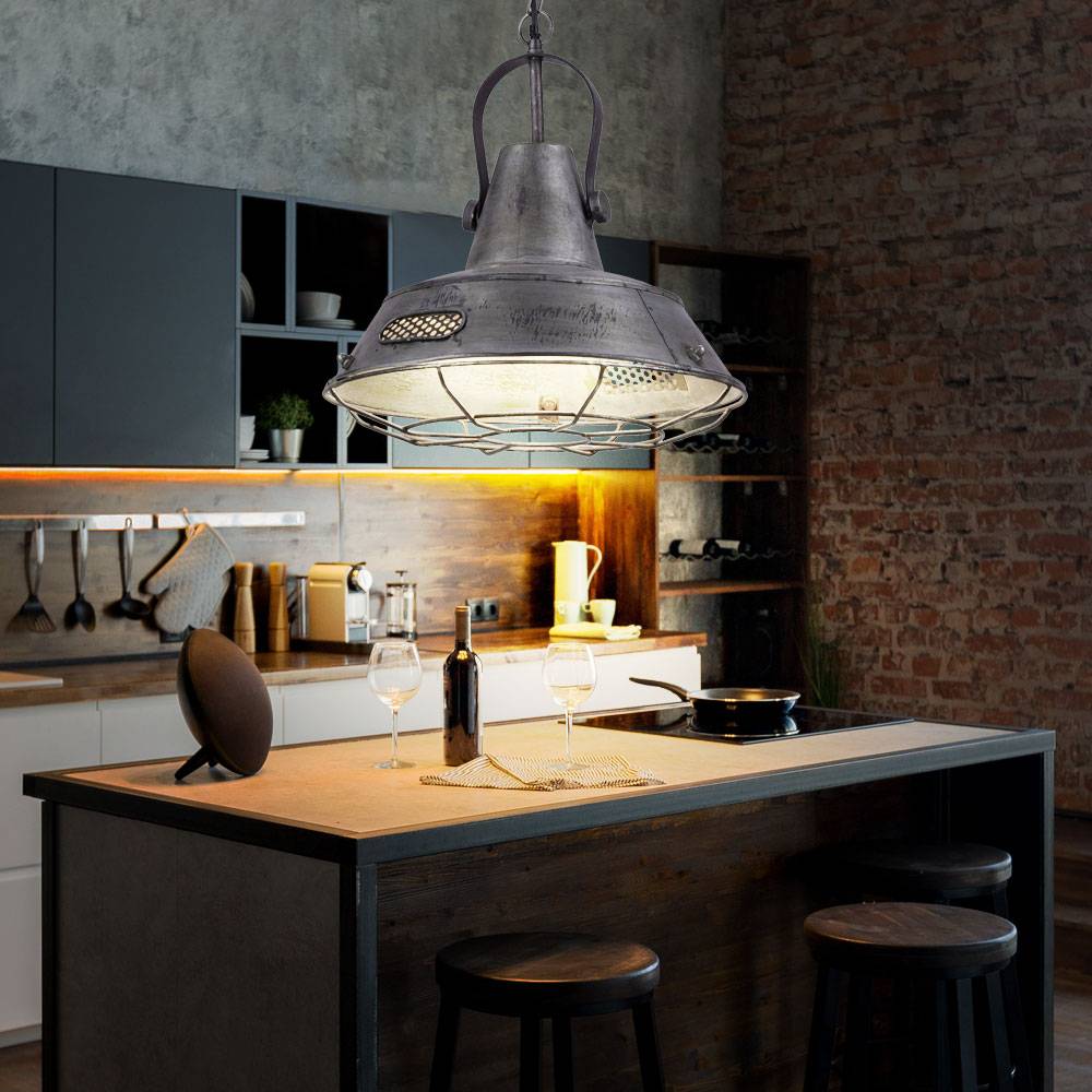 Pendel Leuchte Industrie Eisen Gitter Decken Lampe Wohn Zimmer Beleuchtung LeuchtenDirekt