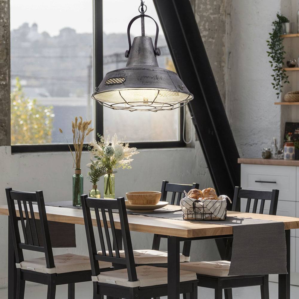 Pendel Leuchte Industrie Eisen Gitter Decken Lampe Wohn Zimmer Beleuchtung LeuchtenDirekt