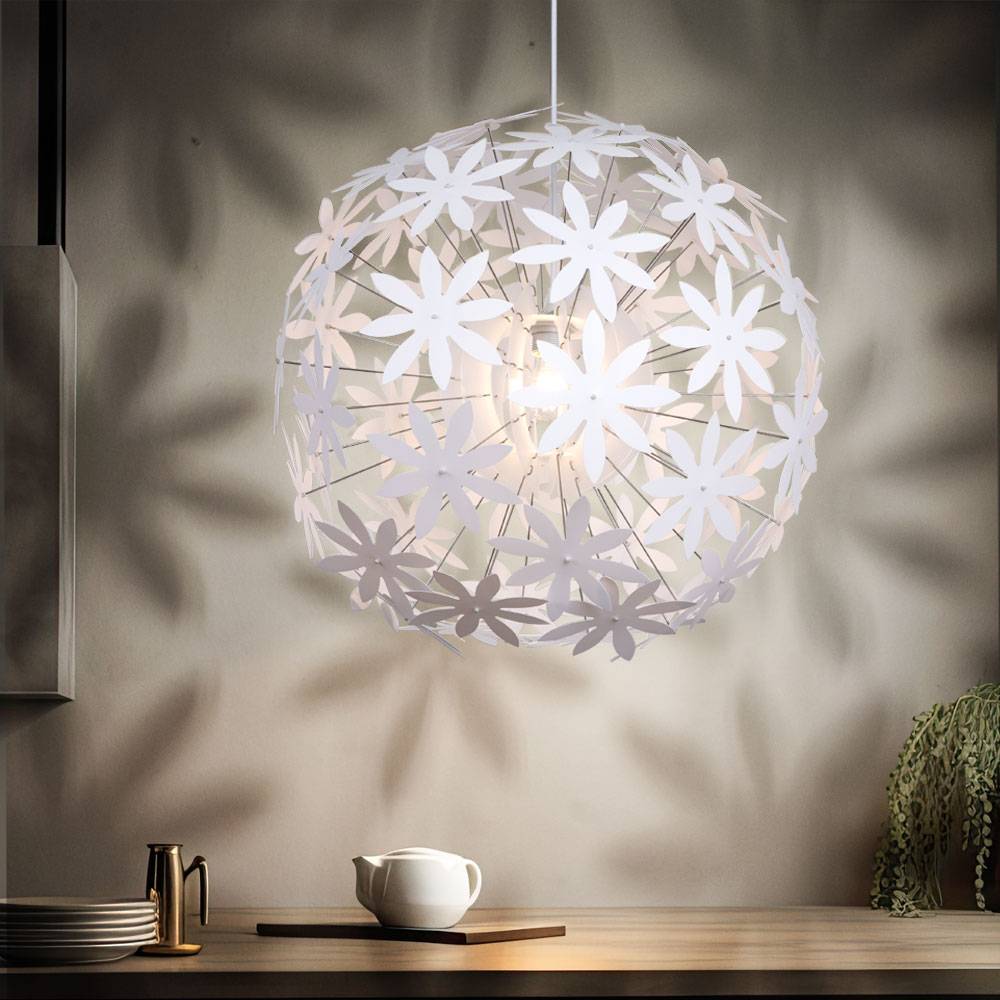Pendelleuchte mit Blüten zum Zusammenstecken Deckenlampe Hängelampe Pendellampe LED Hängeleuchte, E27 LED warmweiß, 60x150cm, Wohnzimmer Schlafzim