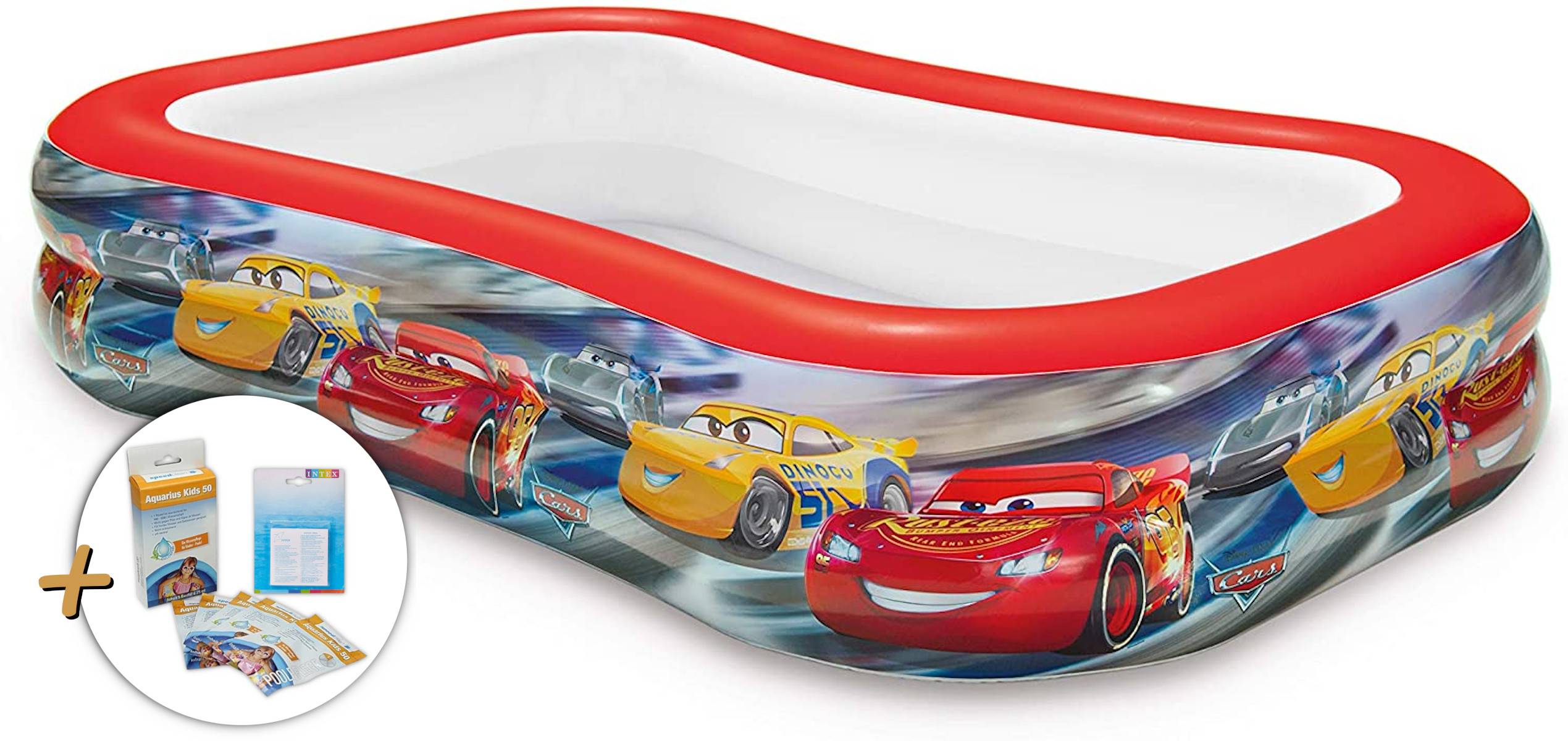 INTEX 57478NP - Planschbecken - Cars (262x175x56cm) + Wasserpflege & Reparaturflicken
