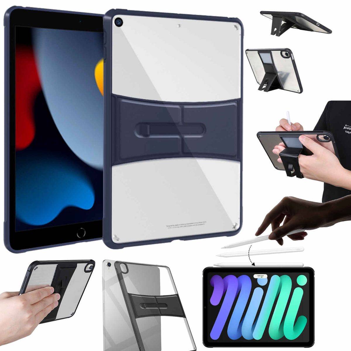 Für Apple iPad 10.2 Zoll 2019 / 2020 / 2021 7. / 8. / 9. Gen Shockproof Hybrid Tablet Tasche Hülle aufstellbar Blau