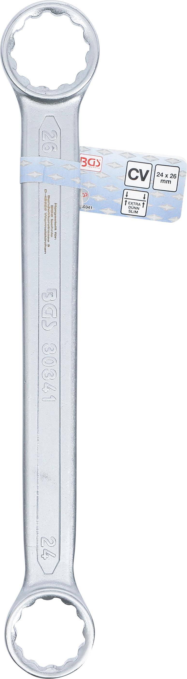 BGS Doppel-Ringschlssel | extra flach | SW 24 x 26 mm