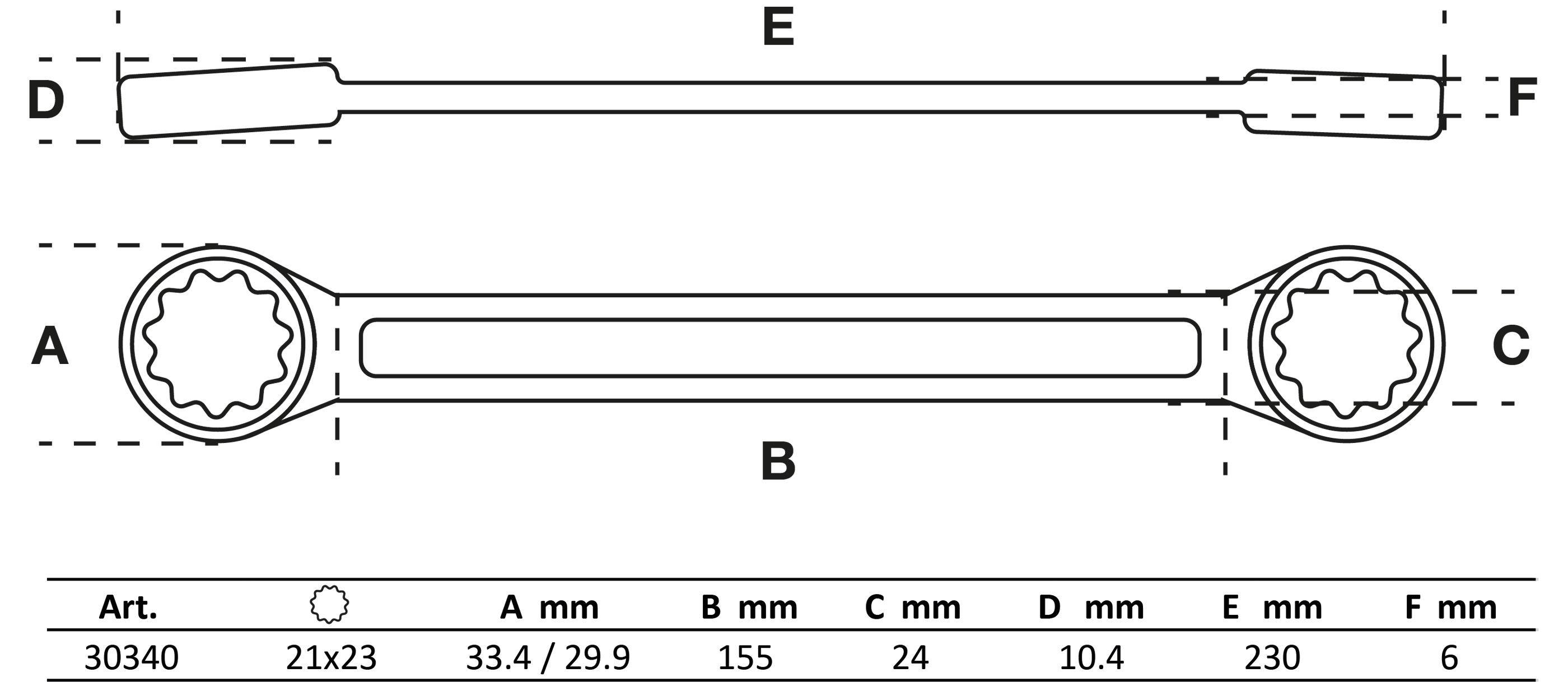 BGS Doppel-Ringschlssel | extra flach | SW 21 x 23 mm