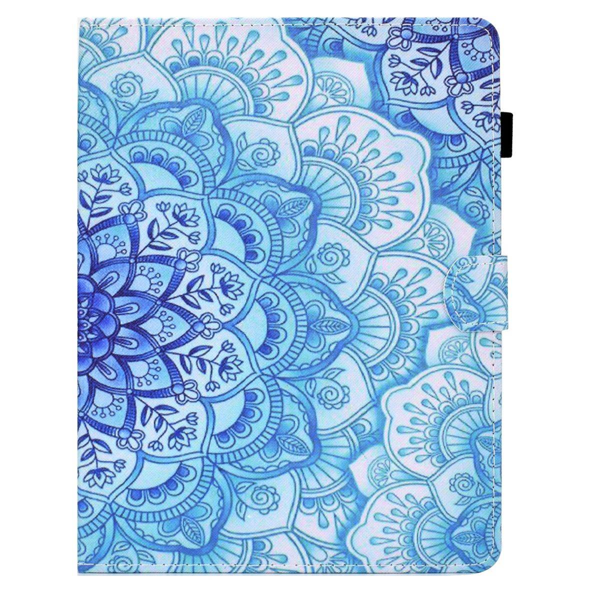 Kunstleder Tablet Cover Tasche Green Flower für Amazon Kindle Paperwhite 2021 Blau Hülle Case Etui