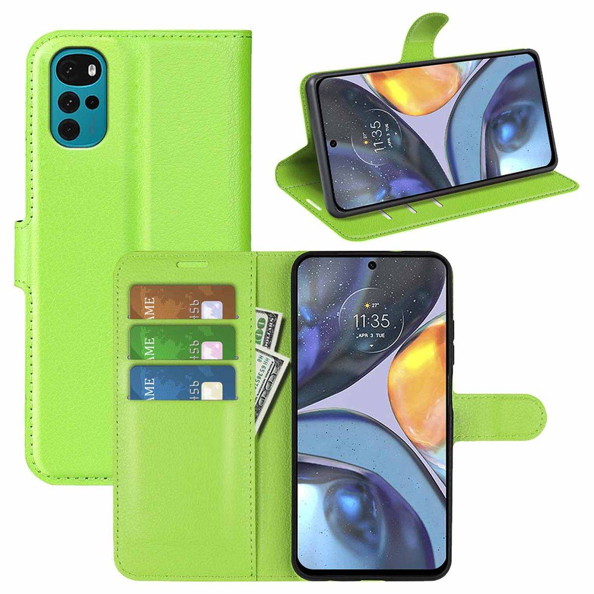 Für Motorola Moto G22 Handy Tasche Wallet Premium Schutz Hülle Case Cover Etuis Neu Zubehör Grün