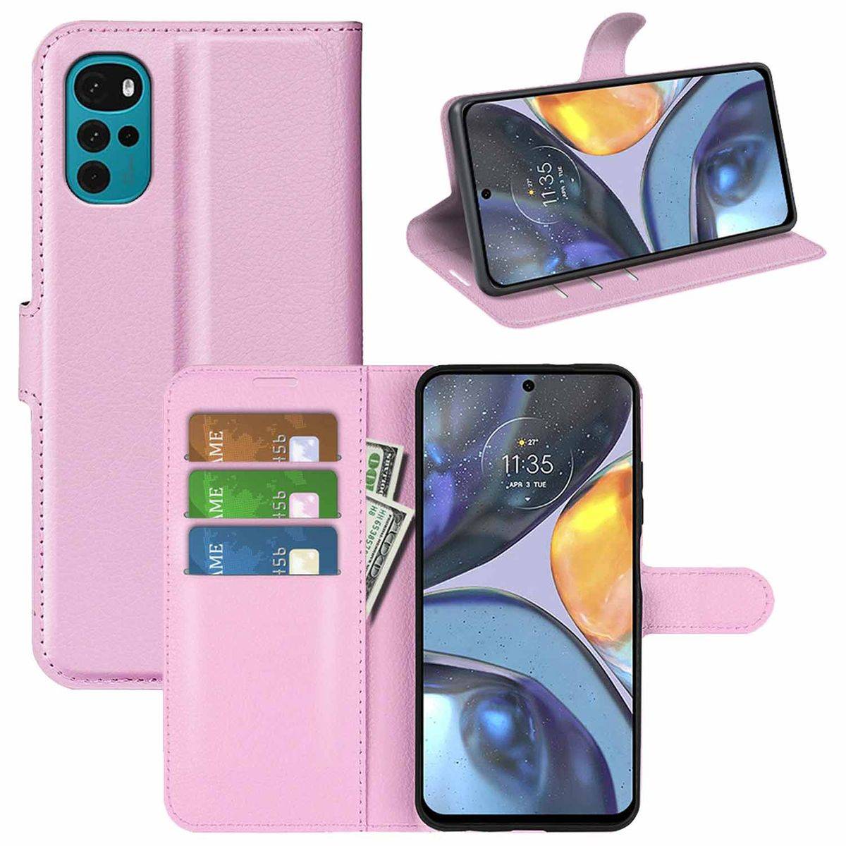 Für Motorola Moto G22 Handy Tasche Wallet Premium Schutz Hülle Case Cover Etuis Neu Zubehör Rosa