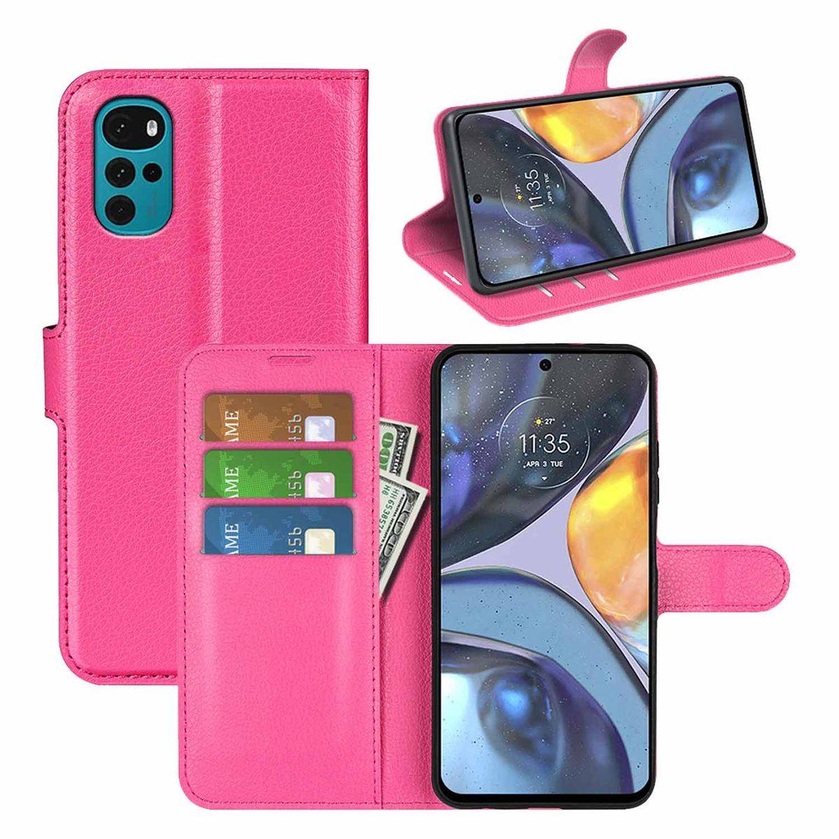 Für Motorola Moto G22 Handy Tasche Wallet Premium Schutz Hülle Case Cover Etuis Neu Zubehör Pink
