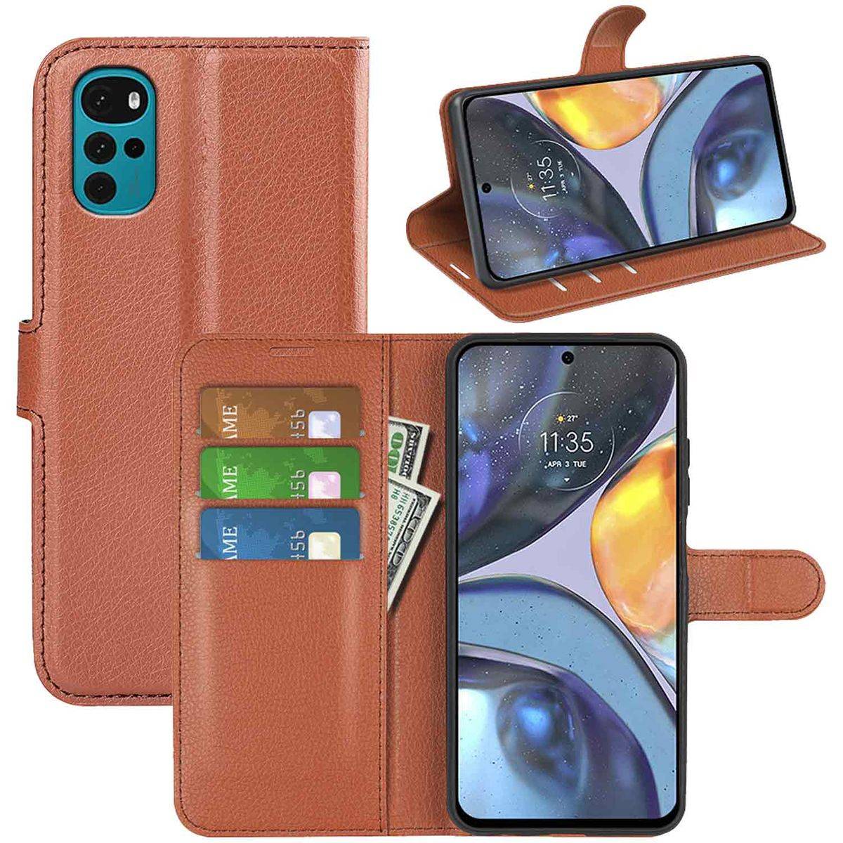 Für Motorola Moto G22 Handy Tasche Wallet Premium Schutz Hülle Case Cover Etuis Neu Zubehör Braun