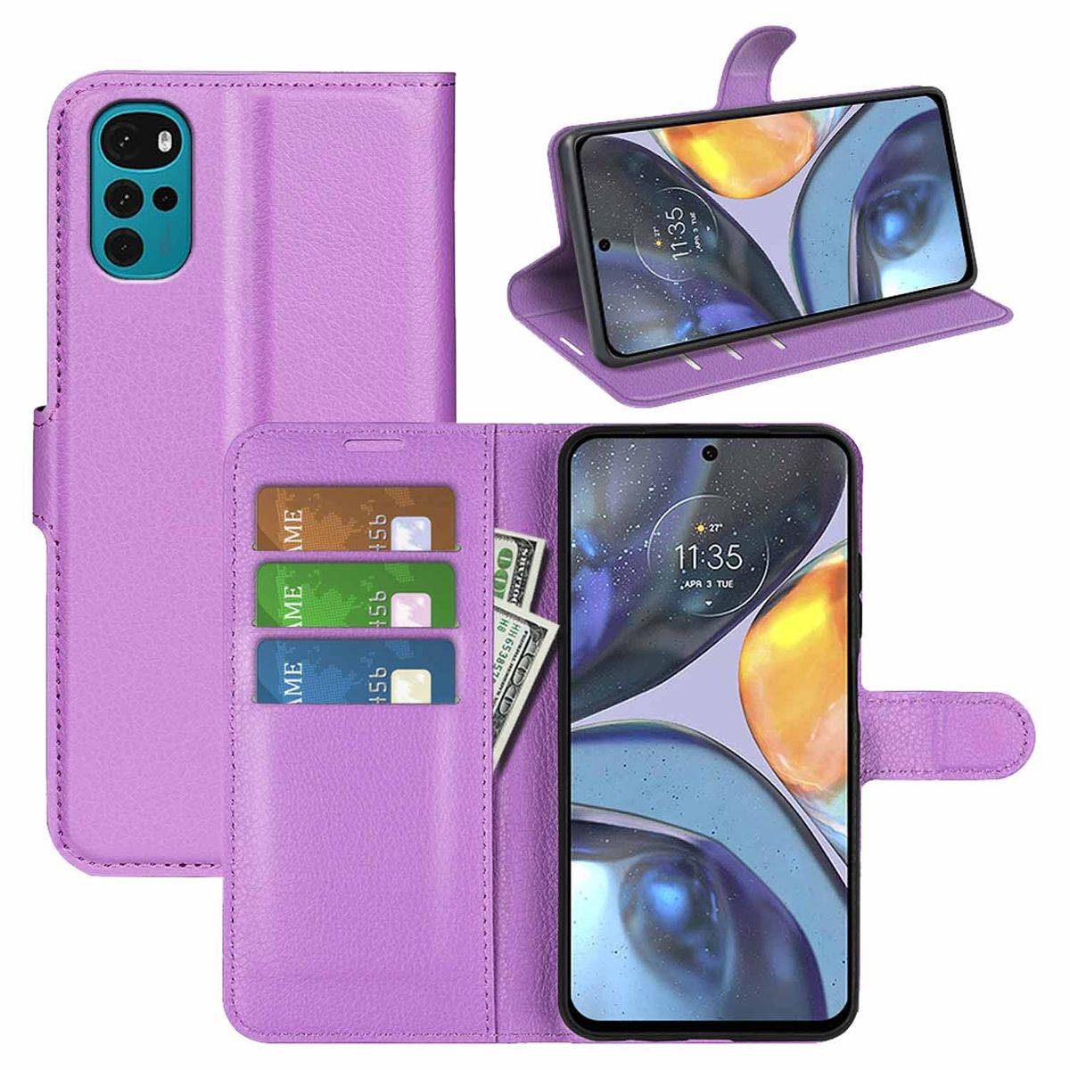 Für Motorola Moto G22 Handy Tasche Wallet Premium Schutz Hülle Case Cover Etuis Neu Zubehör Lila