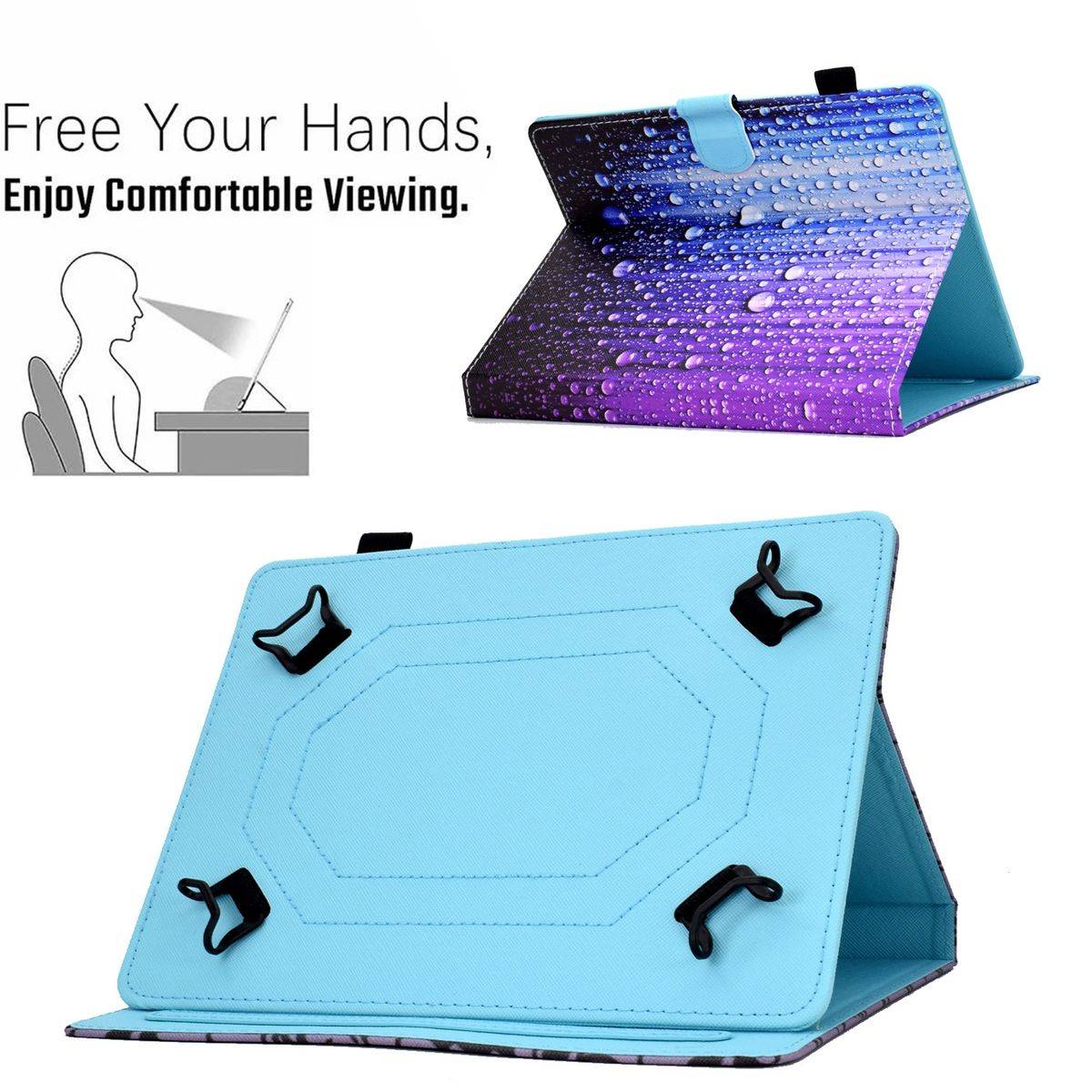 Kunstleder Tablet Cover Tasche Wassertropfen für Microsoft Surface Go Blau Hülle Case Etui