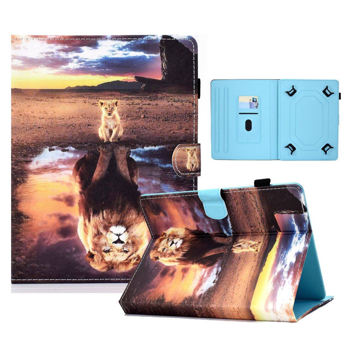 Für Tablet Universelle Motiv Muster Tasche Kunst-Leder Hülle Etuis Cover Schutz Case Zubehör