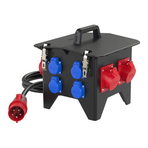 PC ELECTRIC 94741386 - Mobilverteiler "SPITZ BV" (Eingang: 1x Stecker 400V/32A/5-polig + 2m Kabel | Ausgang: 2x