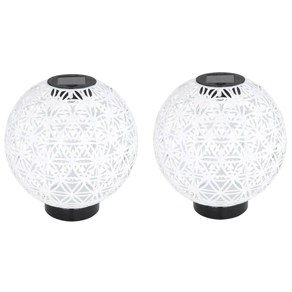 Kugelleuchte Solarleuchten für Außen Solarlampe orientalische Kugel LED Gartenkugeln Solar, Beton Optik in weiß Lichteffekt, 1x LED warmweiß, DxH