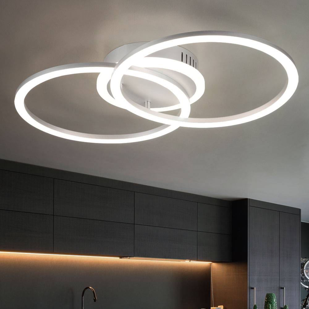 Deckenleuchte Wohnzimmer modern LED Deckenleuchte Deckenlampe Schlafzimmer Switch dimmer, Memory Funktion 3 Flammig, modern Metall titanfarben, 1x