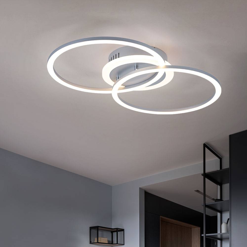 Deckenleuchte Wohnzimmer modern LED Deckenleuchte Deckenlampe Schlafzimmer Switch dimmer, Memory Funktion 3 Flammig, modern Metall titanfarben, 1x