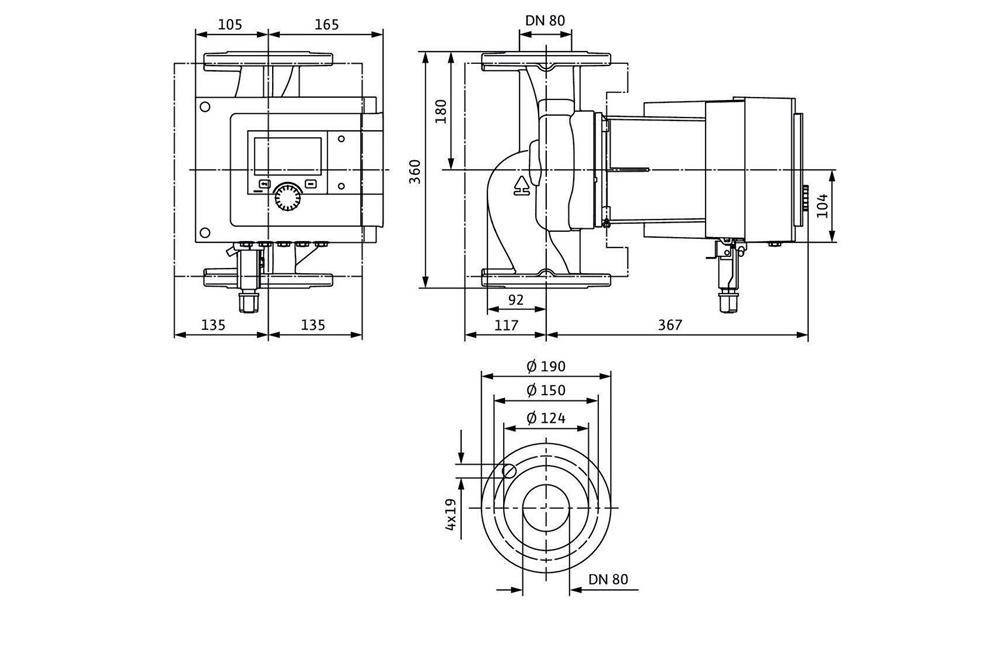 Wilo Hocheffizienzpumpe Stratos MAXO 80/0,5-12, DN 80, 360mm, PN 6