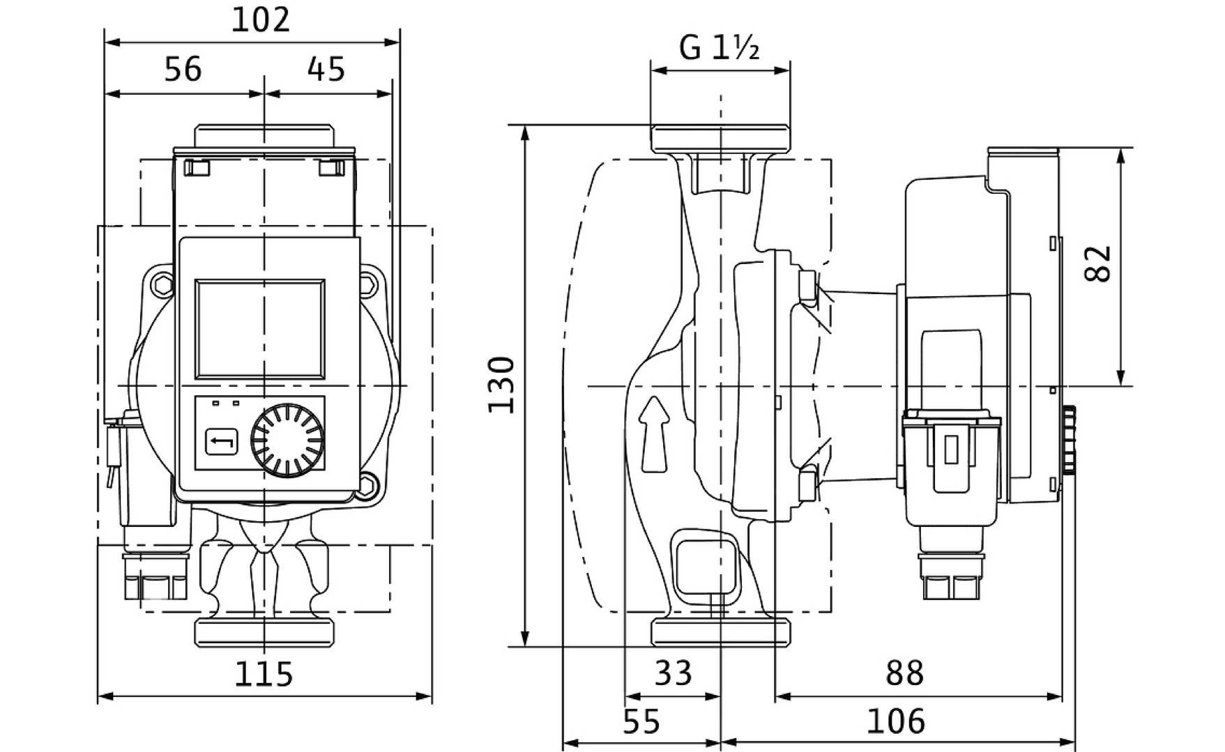 Wilo 25/0,5-6 130mm Nassläufer-Premium-Hocheffizienzpumpe Stratos PICO plus