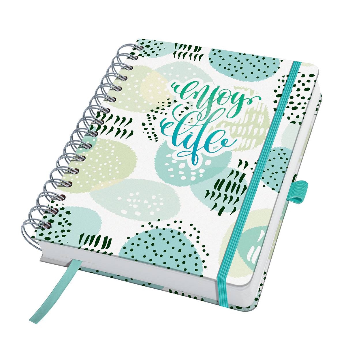 SIGEL Tagesplaner Jolie undatiert - Mint Inspiration - ca. A5 - weiß, mint, grau - Hardcover - für 110 Tage
