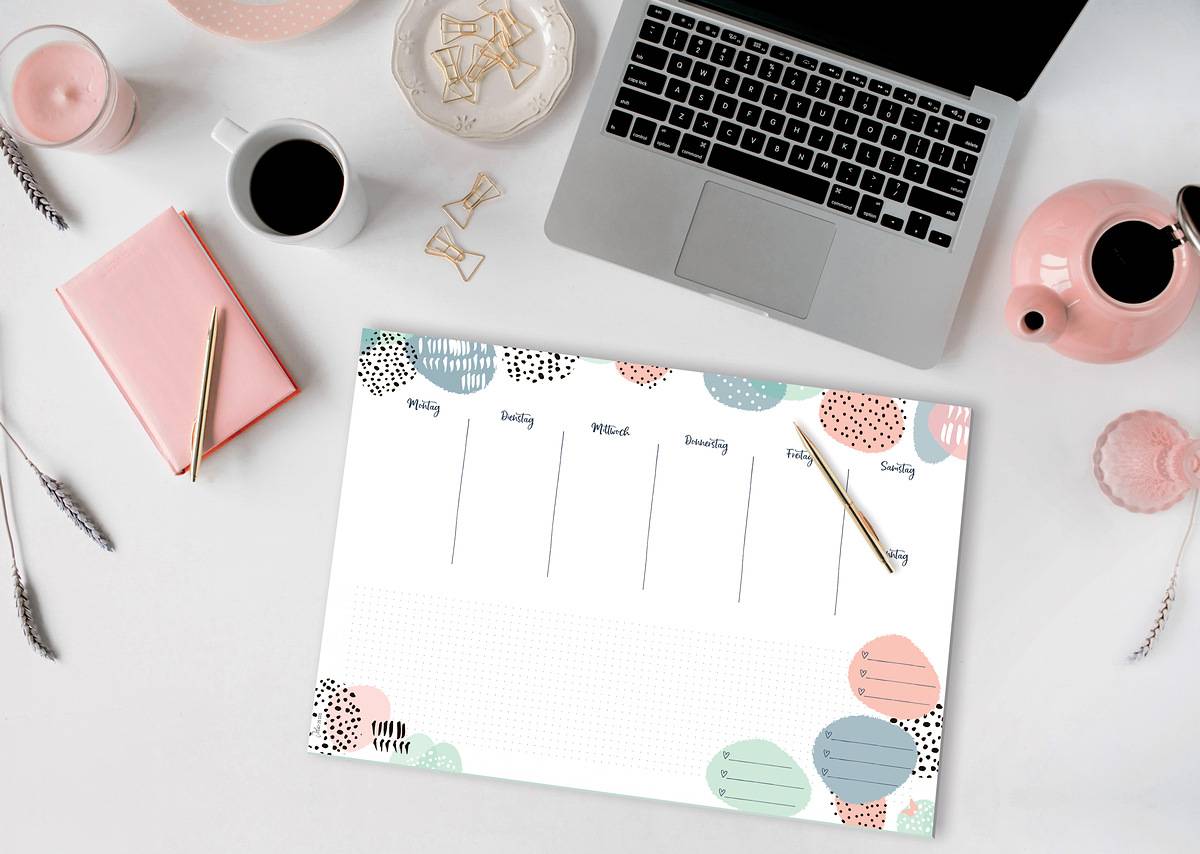 SIGEL Jolie Papier-Schreibunterlage Rose Inspiration - Wochenplaner, undatiert deutsch - A3 - 30 Blatt