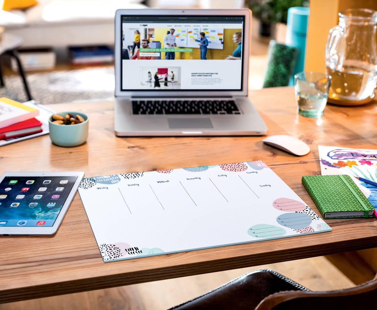 SIGEL Jolie Papier-Schreibunterlage Rose Inspiration - Wochenplaner, undatiert deutsch - A3 - 30 Blatt