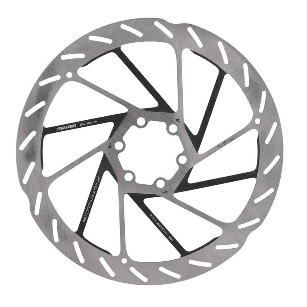 SRAM 00.5018.176.001 Bremsscheibe "HS2" Rounded, Ø 180 mm, 6-Loch, mit Schrauben, schwarz/silber