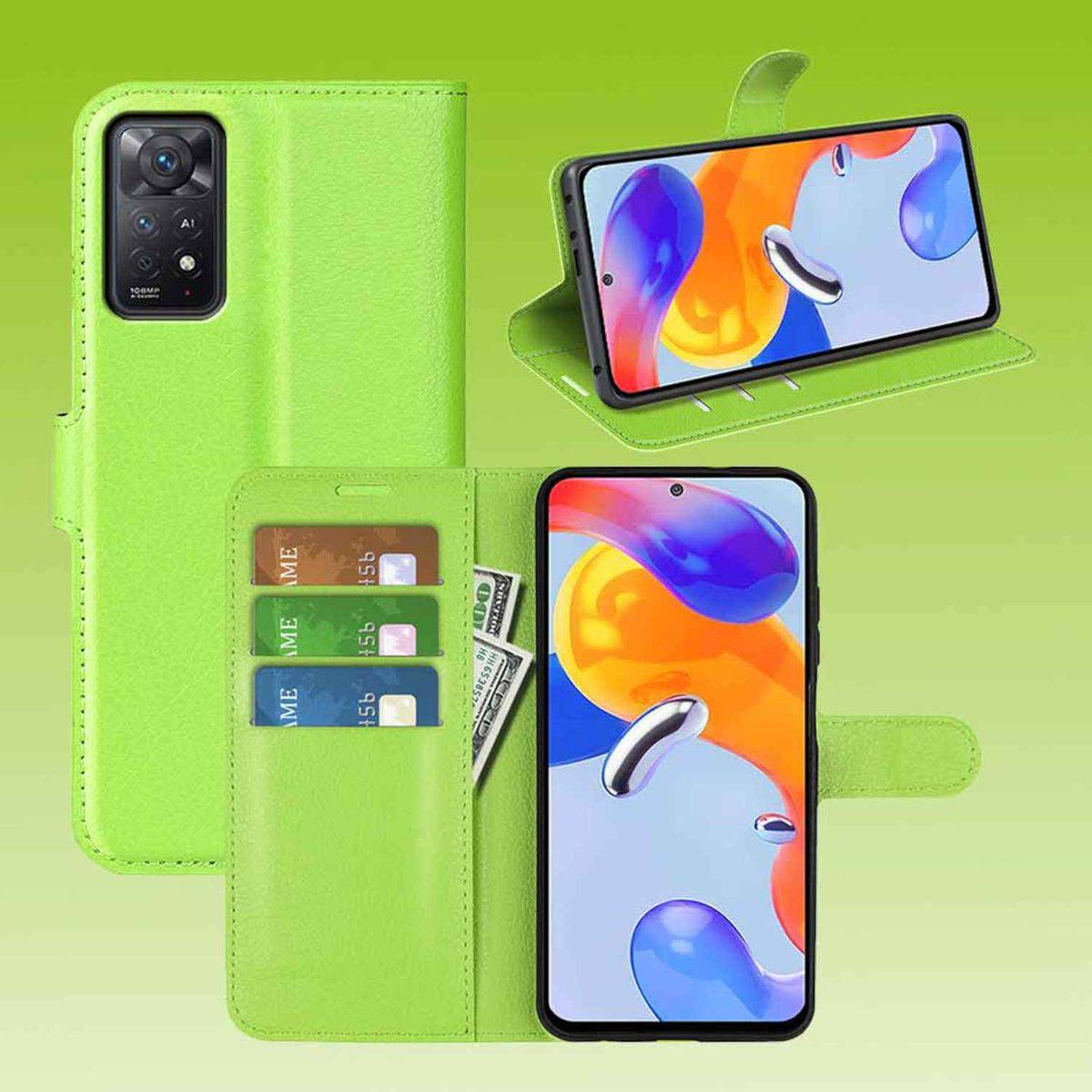 Für Xiaomi Redmi Note 11 Pro 5G Handy Tasche Wallet Premium Schutz Hülle Case Cover Etuis Neu Zubehör Grün