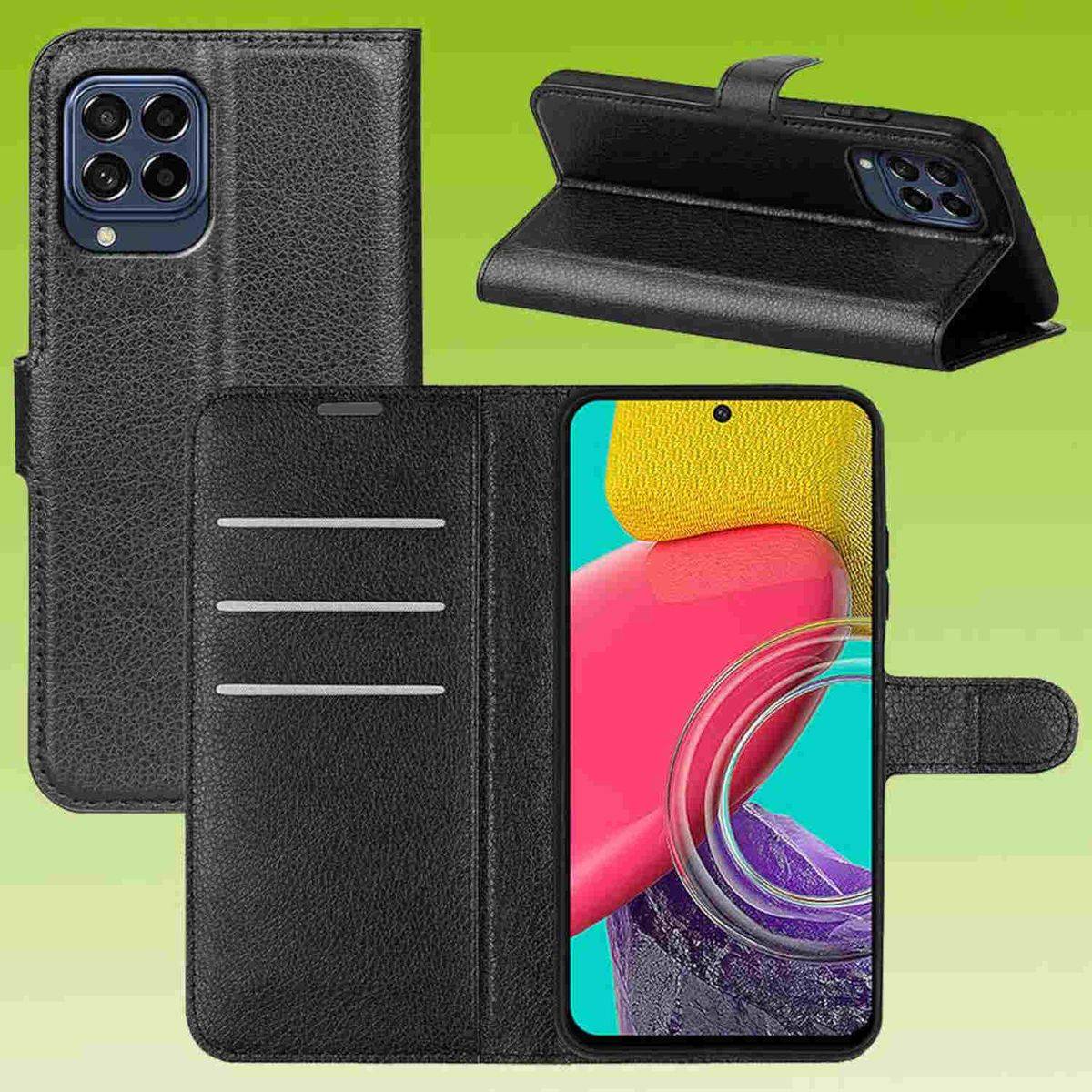 Für Samsung Galaxy M53 5G Handy Tasche Wallet Premium Schutz Hülle Case Cover Etuis Neu Zubehör Schwarz