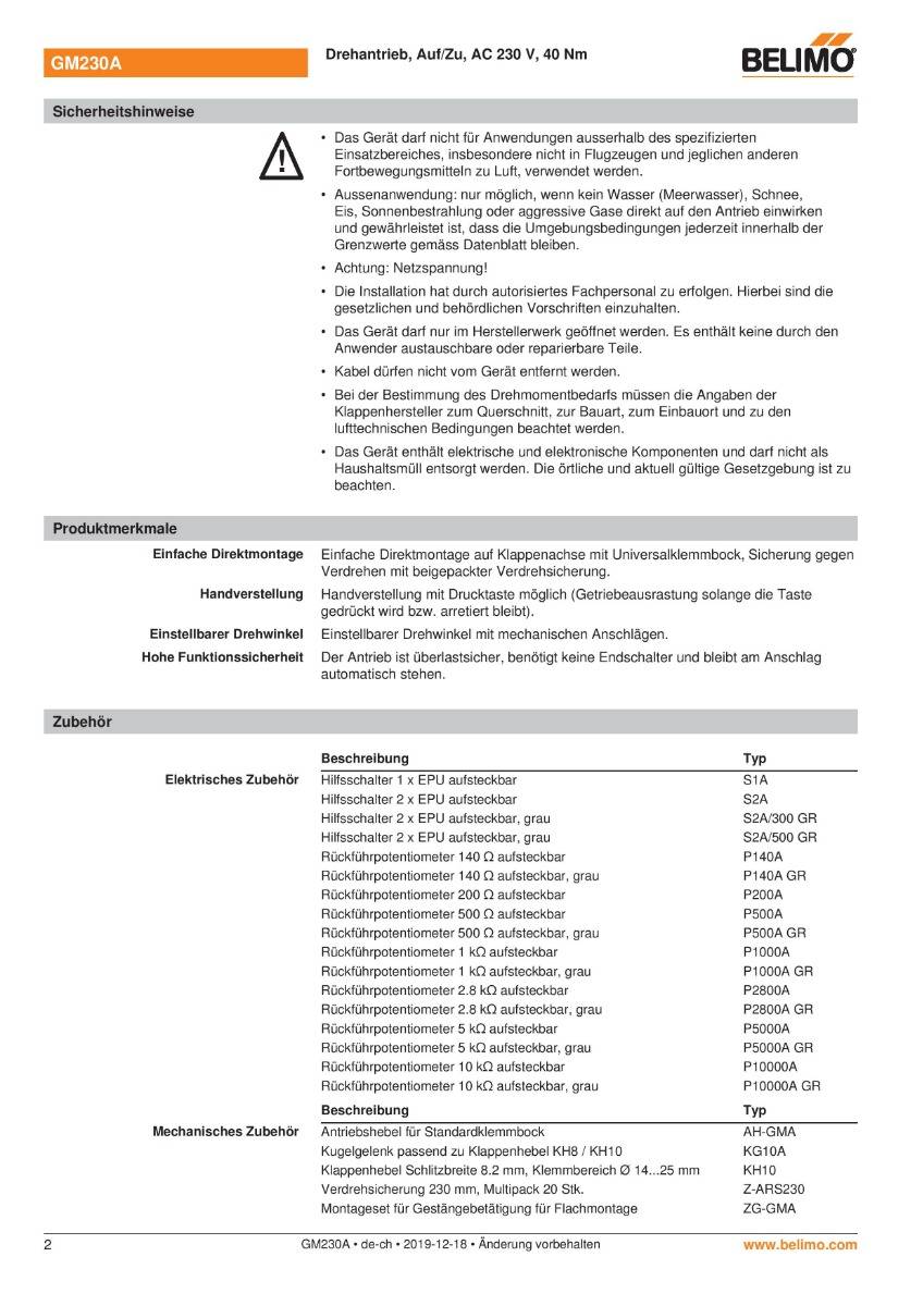Belimo Klappenstellantrieb | GM230A